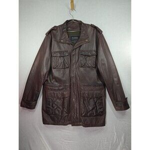 Wilsons Leather Men XL Brown Jacket Field Full Zip Brown Quilted Blanket Lined